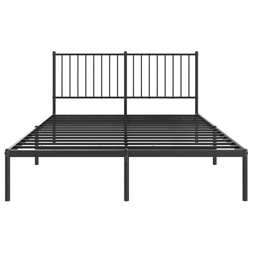 Bedframe met hoofdbord metaal zwart 135x190 cm is nu te koop bij PeponiXL, paradijselijk wonen!