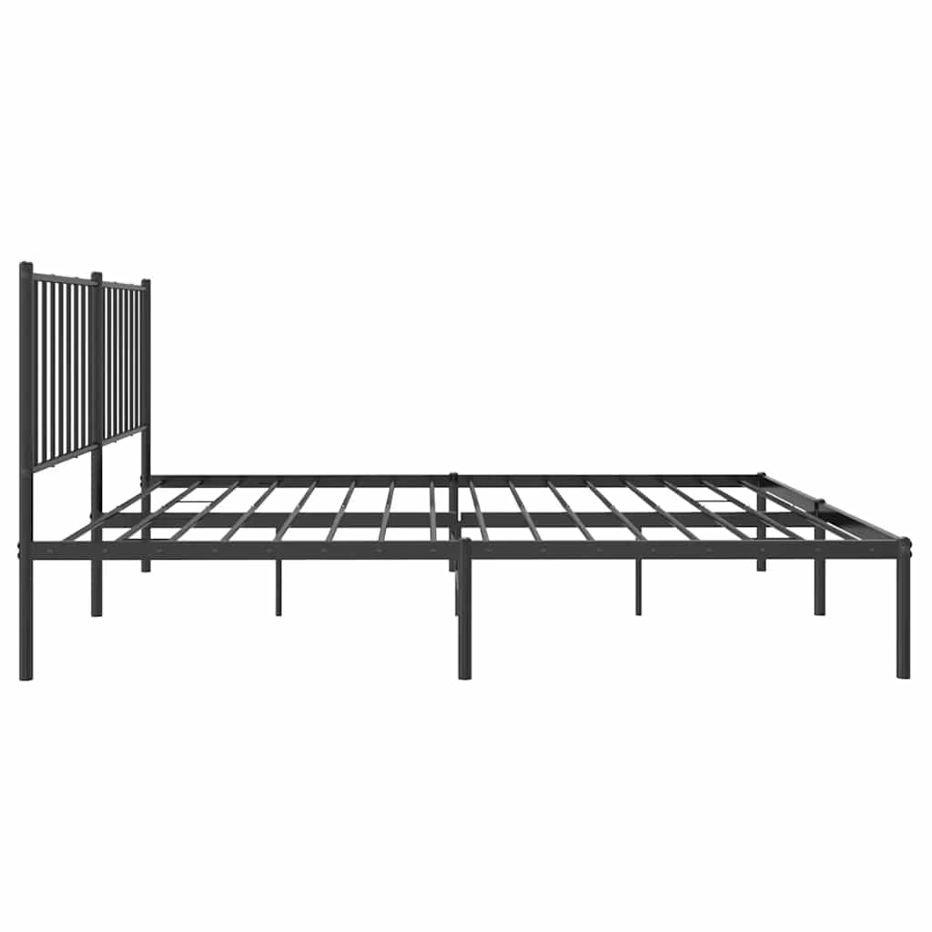 Bedframe met hoofdbord metaal zwart 135x190 cm is nu te koop bij PeponiXL, paradijselijk wonen!