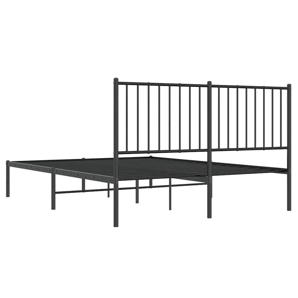 Bedframe met hoofdbord metaal zwart 135x190 cm is nu te koop bij PeponiXL, paradijselijk wonen!