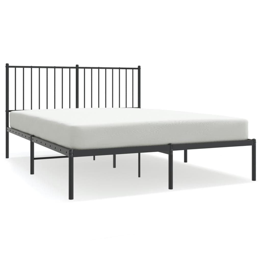 Bedframe met hoofdbord metaal zwart 140x190 cm is nu te koop bij PeponiXL, paradijselijk wonen!