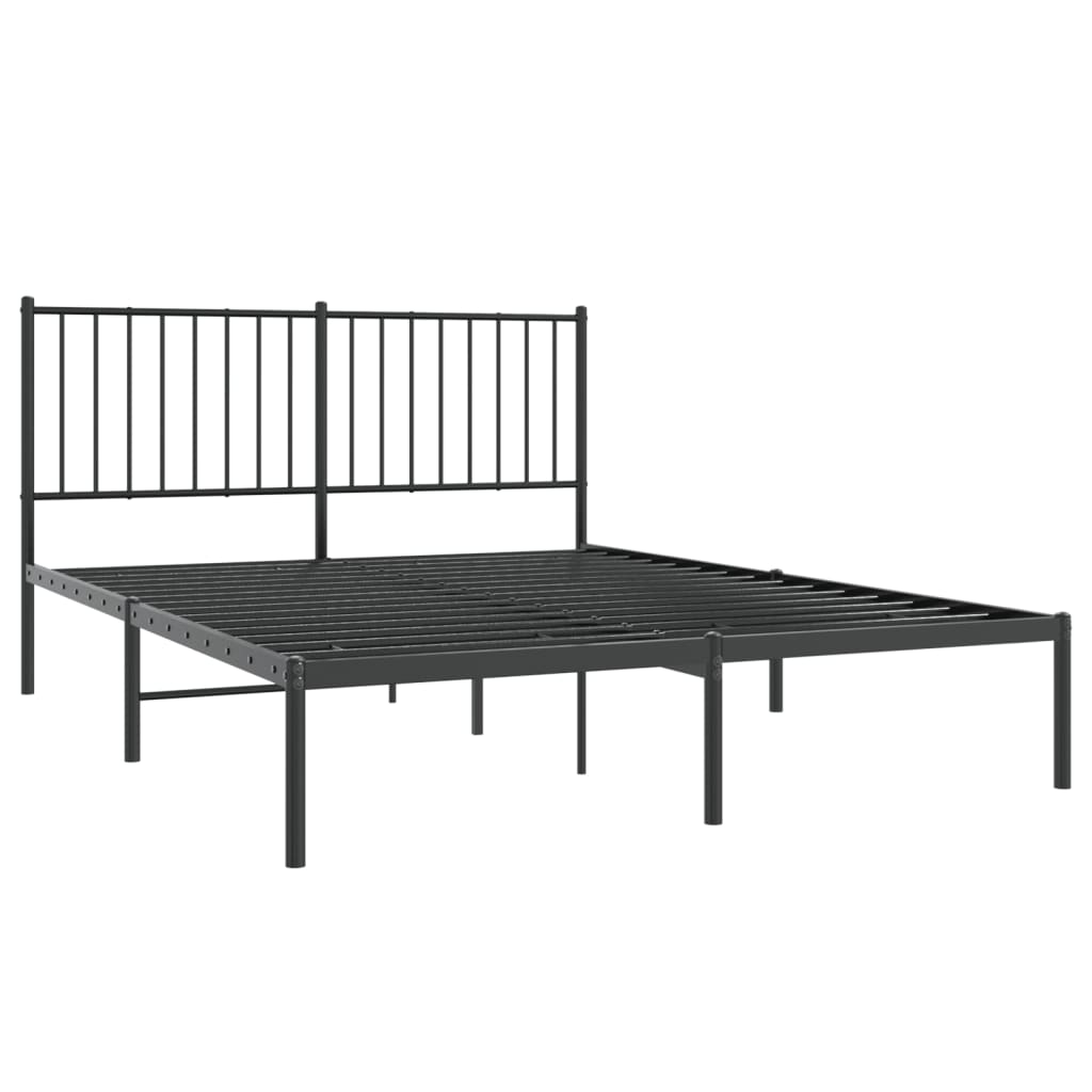 Bedframe met hoofdbord metaal zwart 140x190 cm is nu te koop bij PeponiXL, paradijselijk wonen!