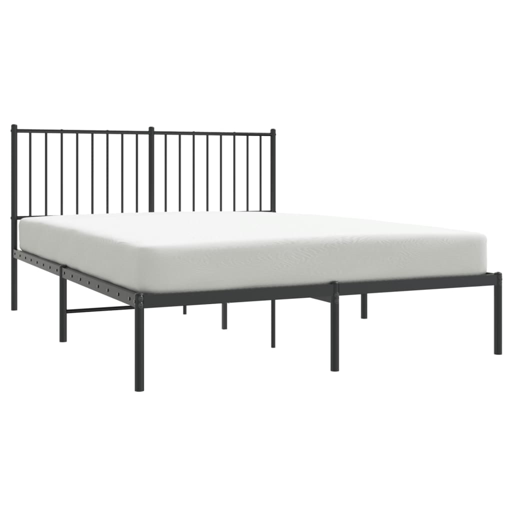 Bedframe met hoofdbord metaal zwart 140x190 cm is nu te koop bij PeponiXL, paradijselijk wonen!