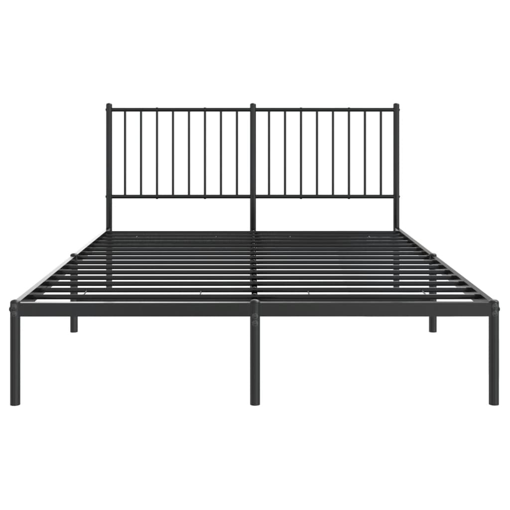 Bedframe met hoofdbord metaal zwart 140x190 cm is nu te koop bij PeponiXL, paradijselijk wonen!