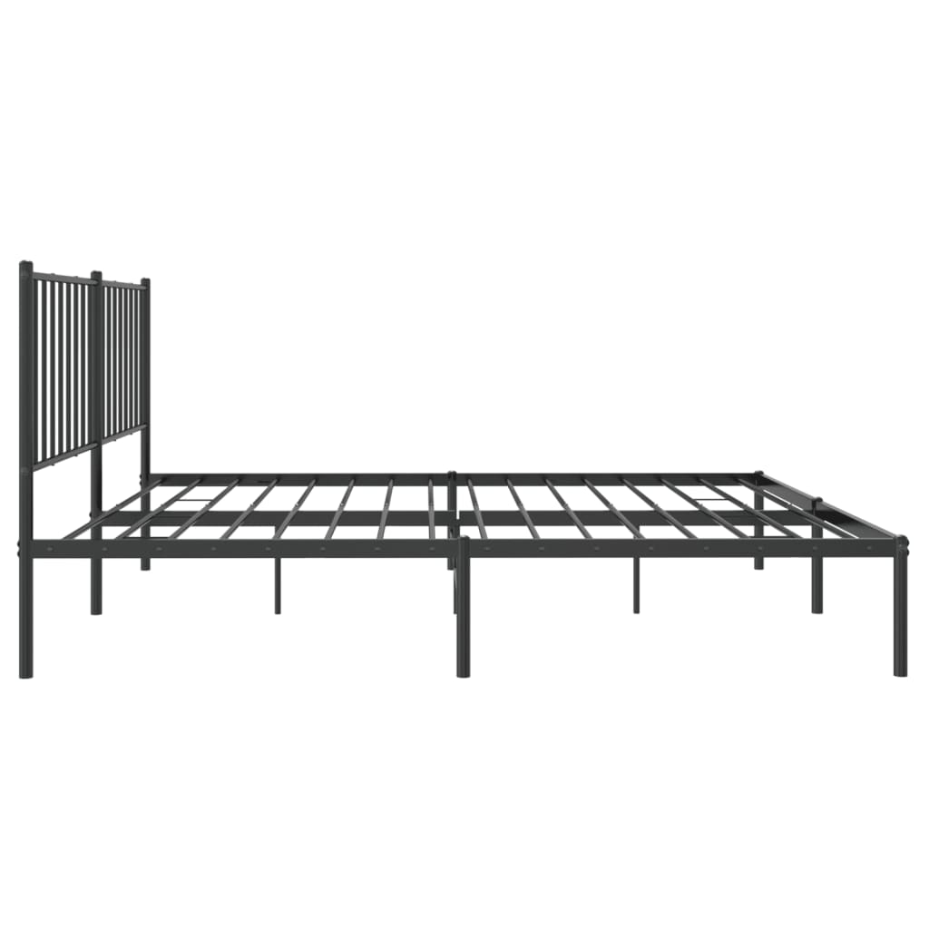 Bedframe met hoofdbord metaal zwart 140x190 cm is nu te koop bij PeponiXL, paradijselijk wonen!