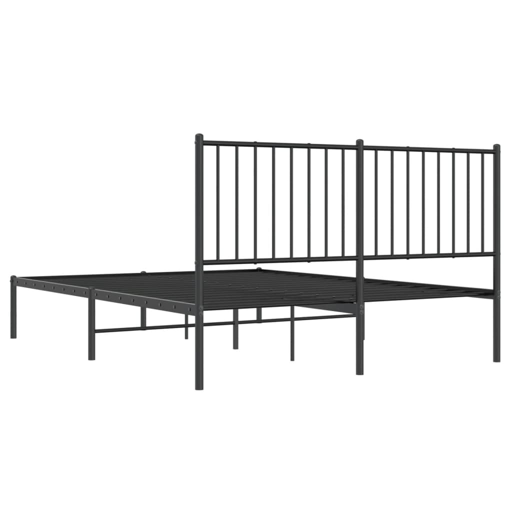 Bedframe met hoofdbord metaal zwart 140x190 cm is nu te koop bij PeponiXL, paradijselijk wonen!