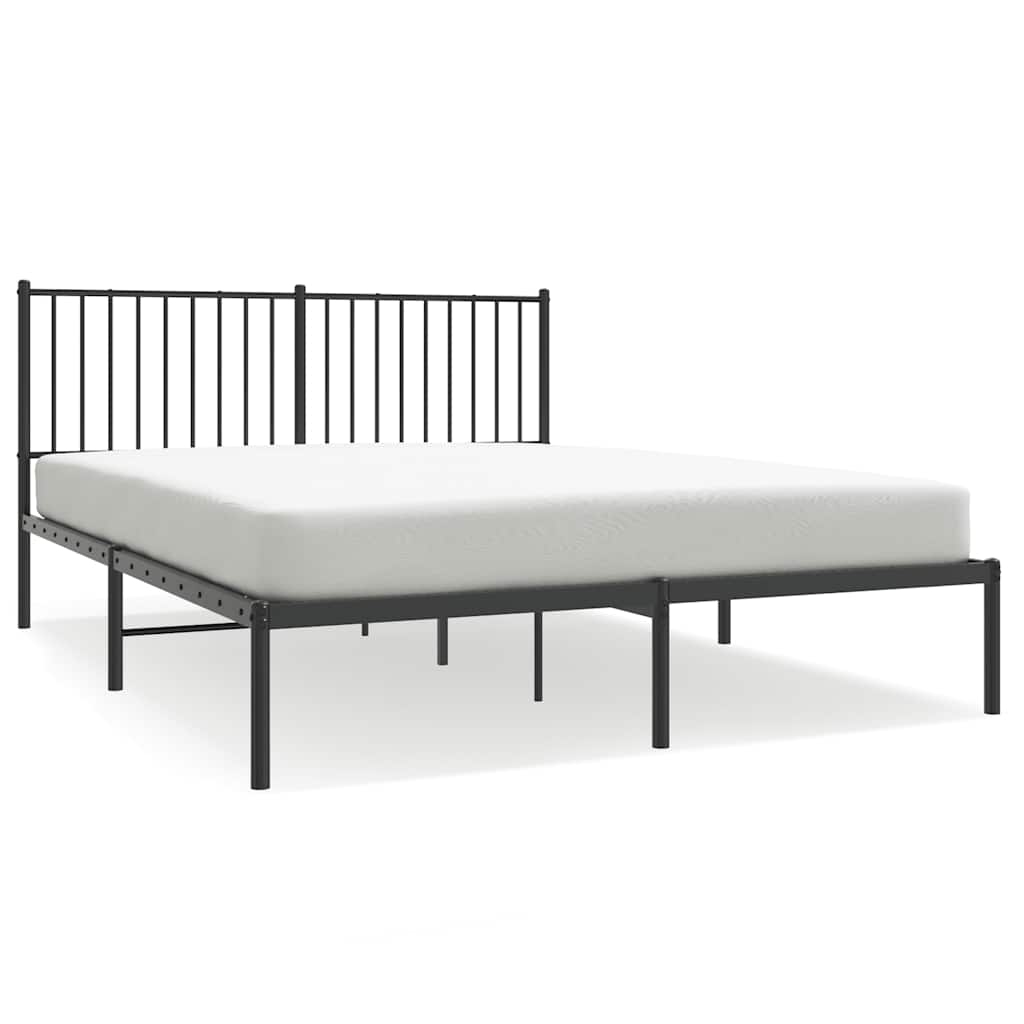 Bedframe met hoofdbord metaal zwart 150x200 cm is nu te koop bij PeponiXL, paradijselijk wonen!