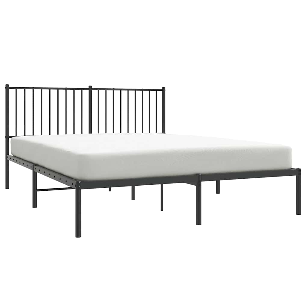Bedframe met hoofdbord metaal zwart 150x200 cm is nu te koop bij PeponiXL, paradijselijk wonen!