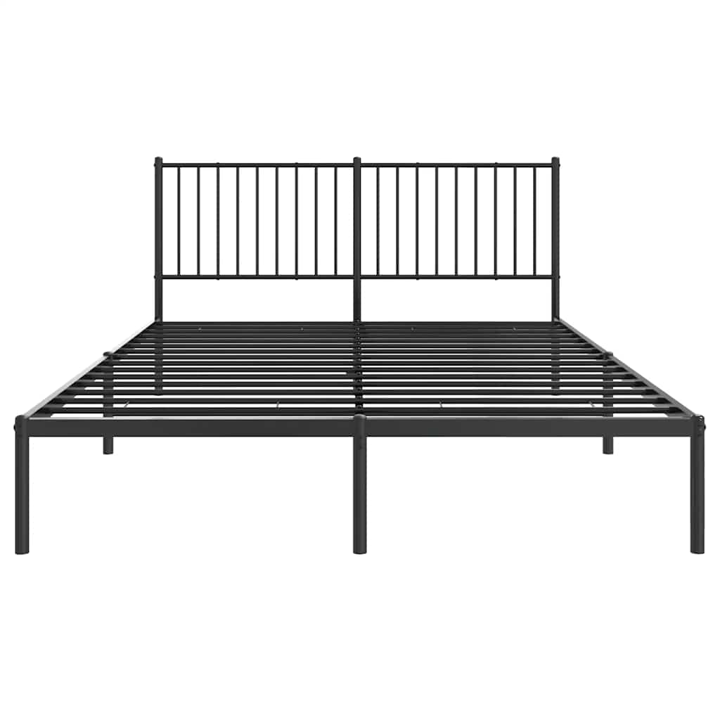 Bedframe met hoofdbord metaal zwart 150x200 cm is nu te koop bij PeponiXL, paradijselijk wonen!