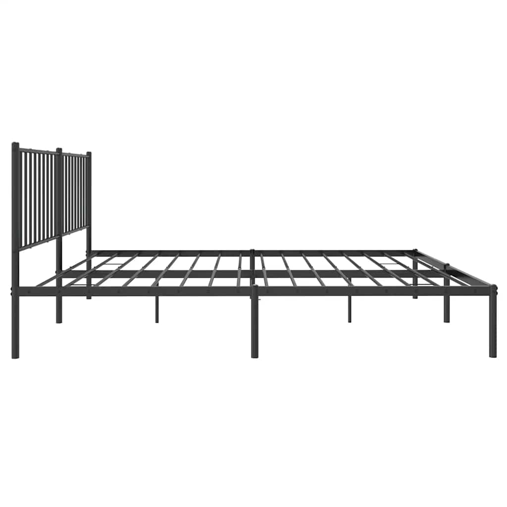 Bedframe met hoofdbord metaal zwart 150x200 cm is nu te koop bij PeponiXL, paradijselijk wonen!