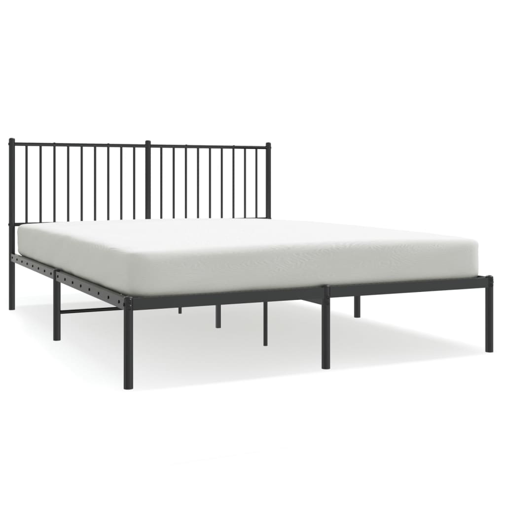 Bedframe met hoofdbord metaal zwart 160x200 cm is nu te koop bij PeponiXL, paradijselijk wonen!