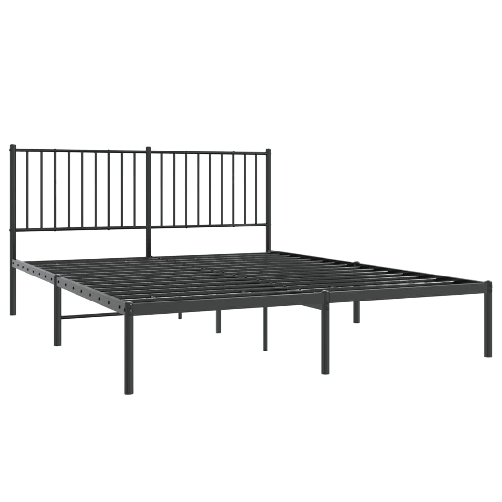Bedframe met hoofdbord metaal zwart 160x200 cm is nu te koop bij PeponiXL, paradijselijk wonen!