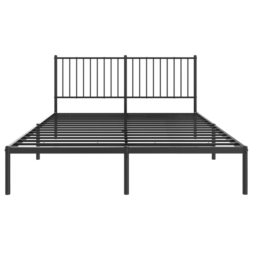 Bedframe met hoofdbord metaal zwart 160x200 cm is nu te koop bij PeponiXL, paradijselijk wonen!