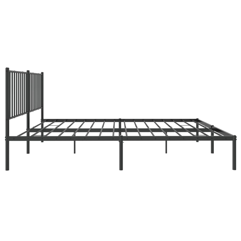 Bedframe met hoofdbord metaal zwart 160x200 cm is nu te koop bij PeponiXL, paradijselijk wonen!
