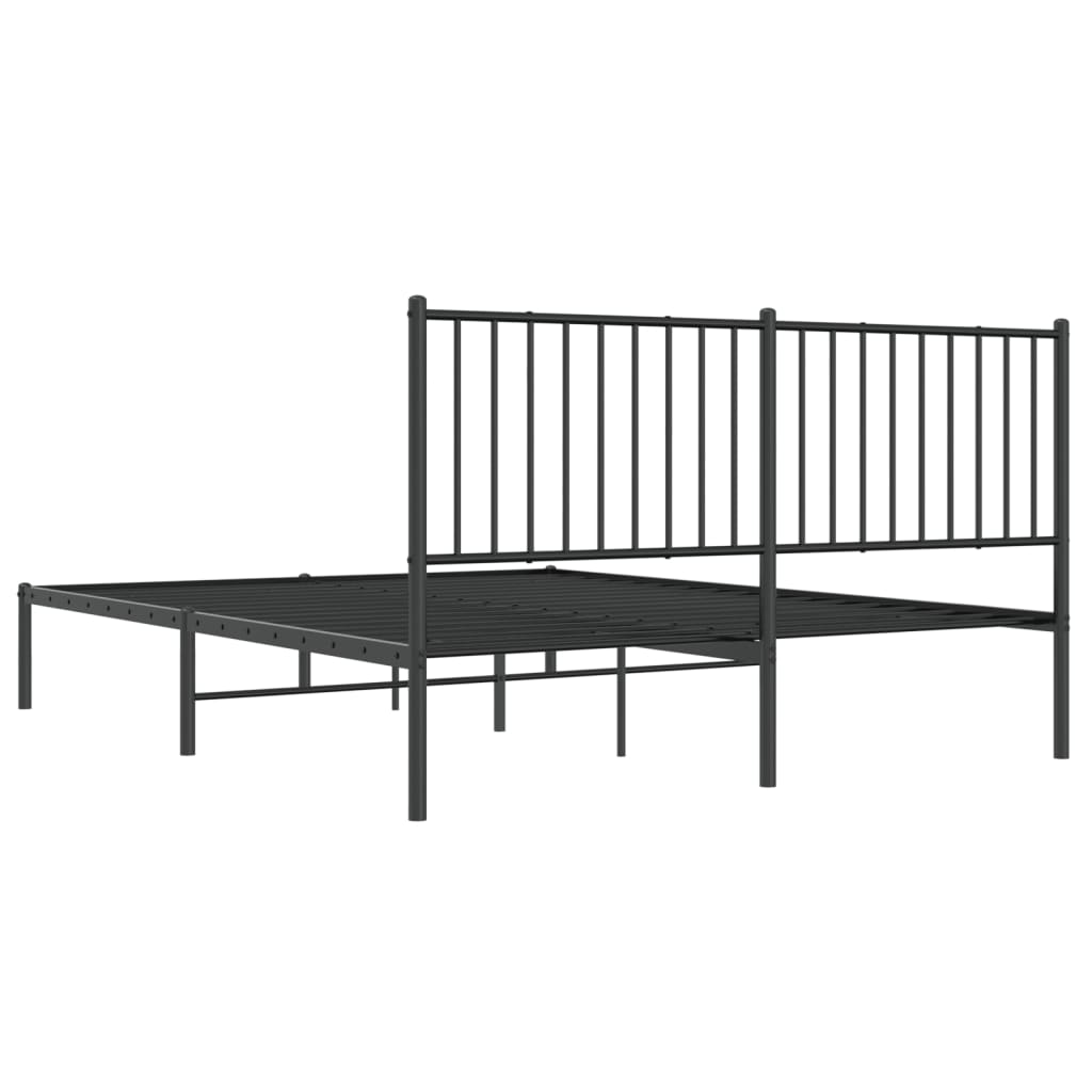 Bedframe met hoofdbord metaal zwart 160x200 cm is nu te koop bij PeponiXL, paradijselijk wonen!