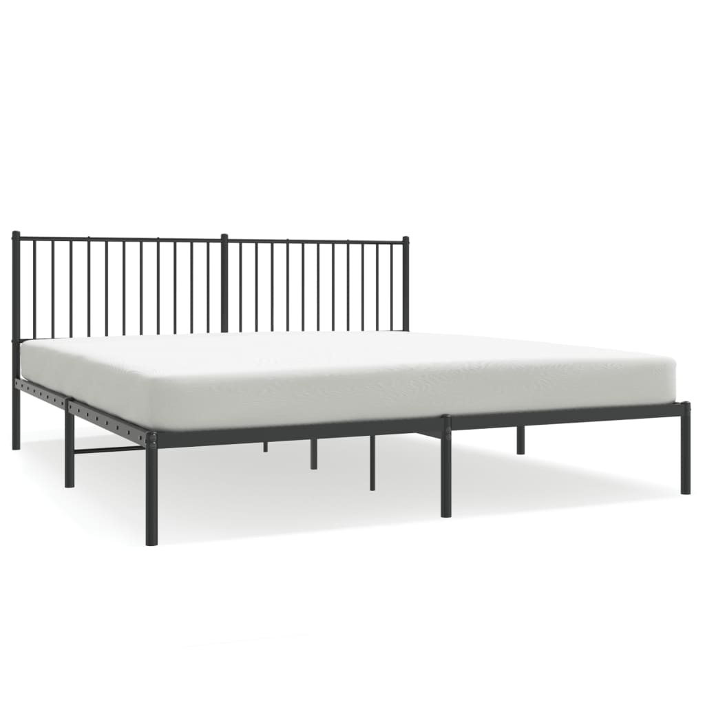 Bedframe met hoofdbord metaal zwart 180x200 cm is nu te koop bij PeponiXL, paradijselijk wonen!
