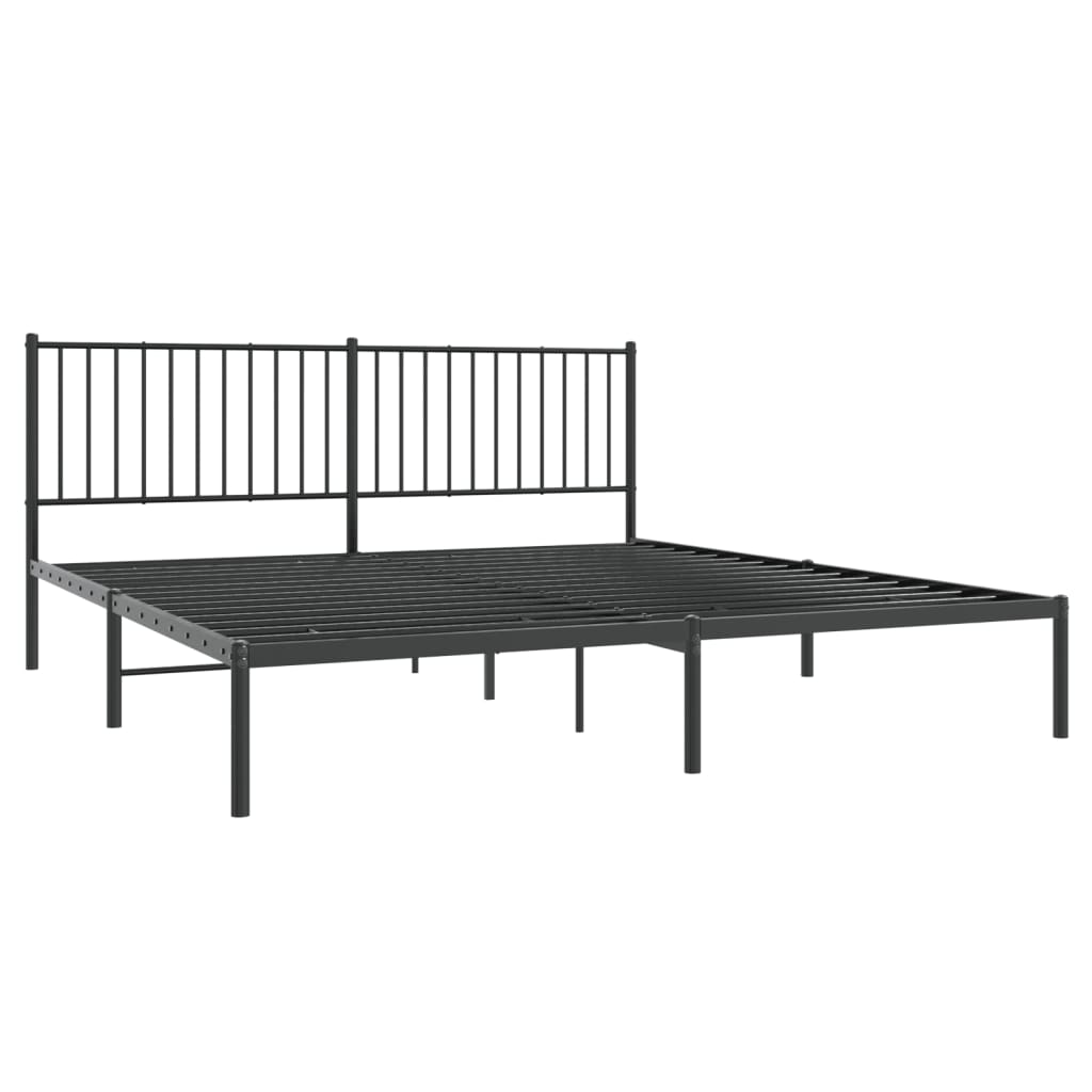 Bedframe met hoofdbord metaal zwart 180x200 cm is nu te koop bij PeponiXL, paradijselijk wonen!