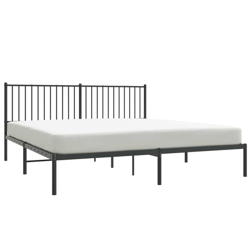Bedframe met hoofdbord metaal zwart 180x200 cm is nu te koop bij PeponiXL, paradijselijk wonen!