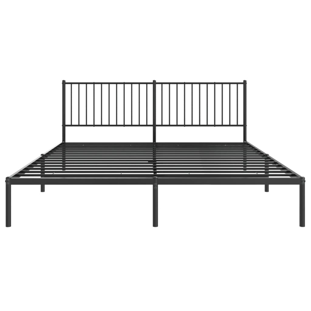 Bedframe met hoofdbord metaal zwart 180x200 cm is nu te koop bij PeponiXL, paradijselijk wonen!