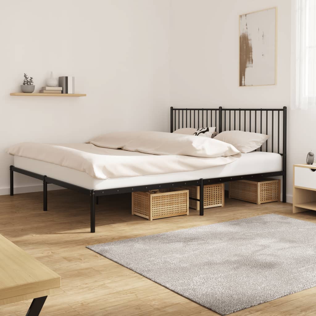 Bedframe met hoofdbord metaal zwart 180x200 cm is nu te koop bij PeponiXL, paradijselijk wonen!