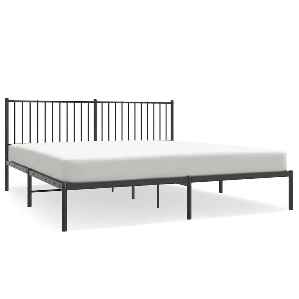 Bedframe met hoofdbord metaal zwart 183x213 cm is nu te koop bij PeponiXL, paradijselijk wonen!