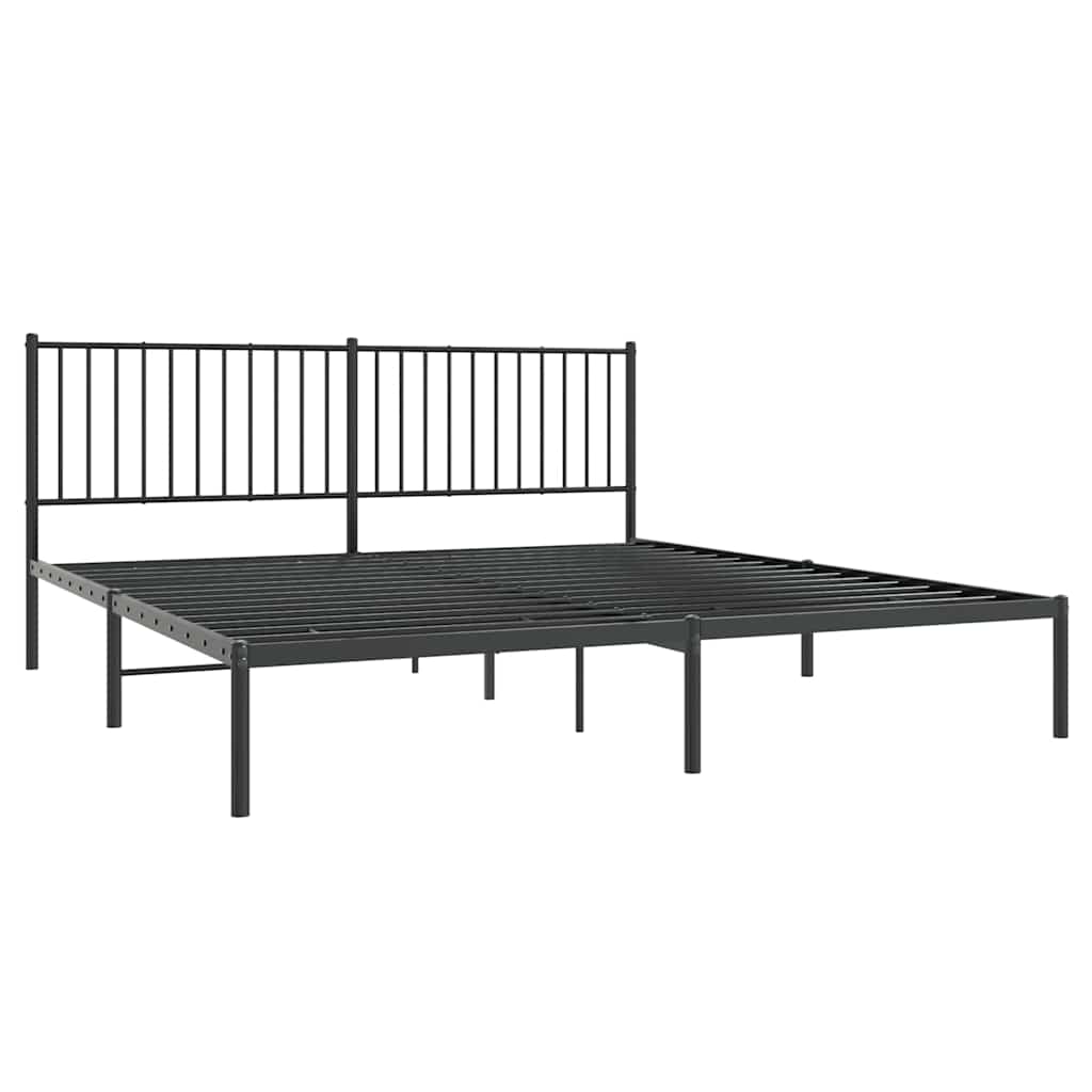 Bedframe met hoofdbord metaal zwart 183x213 cm is nu te koop bij PeponiXL, paradijselijk wonen!