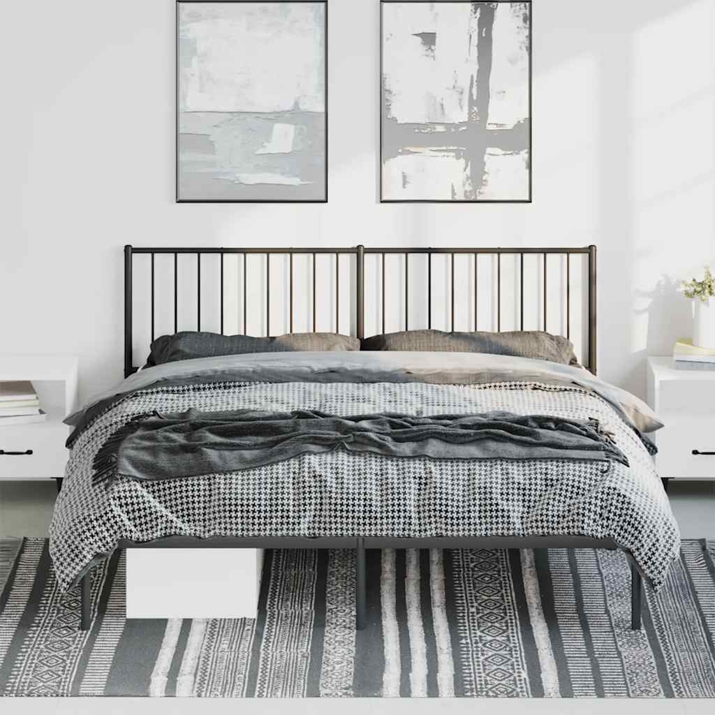 Bedframe met hoofdbord metaal zwart 183x213 cm is nu te koop bij PeponiXL, paradijselijk wonen!