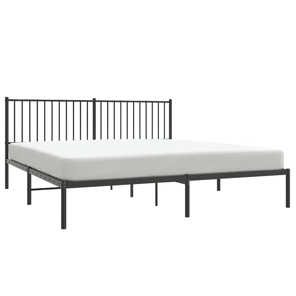 Bedframe met hoofdbord metaal zwart 183x213 cm is nu te koop bij PeponiXL, paradijselijk wonen!