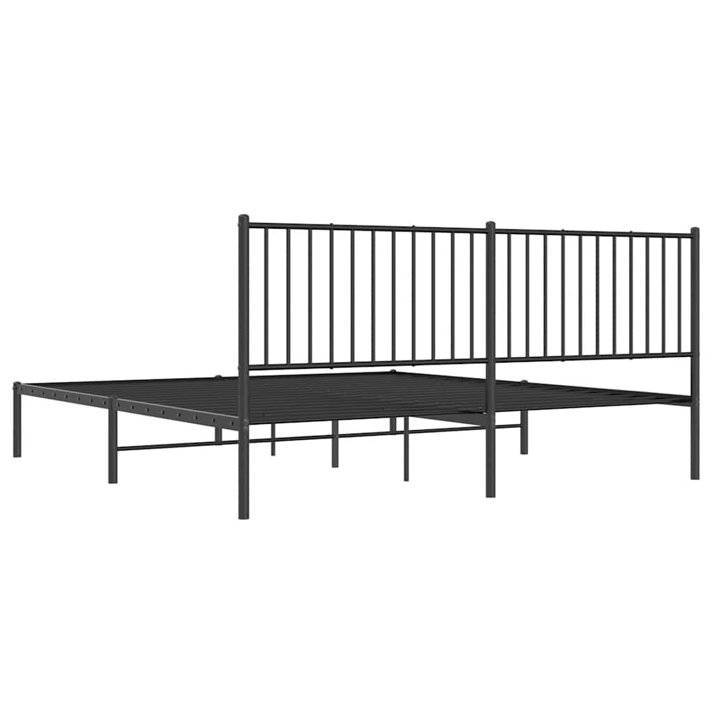 Bedframe met hoofdbord metaal zwart 183x213 cm is nu te koop bij PeponiXL, paradijselijk wonen!