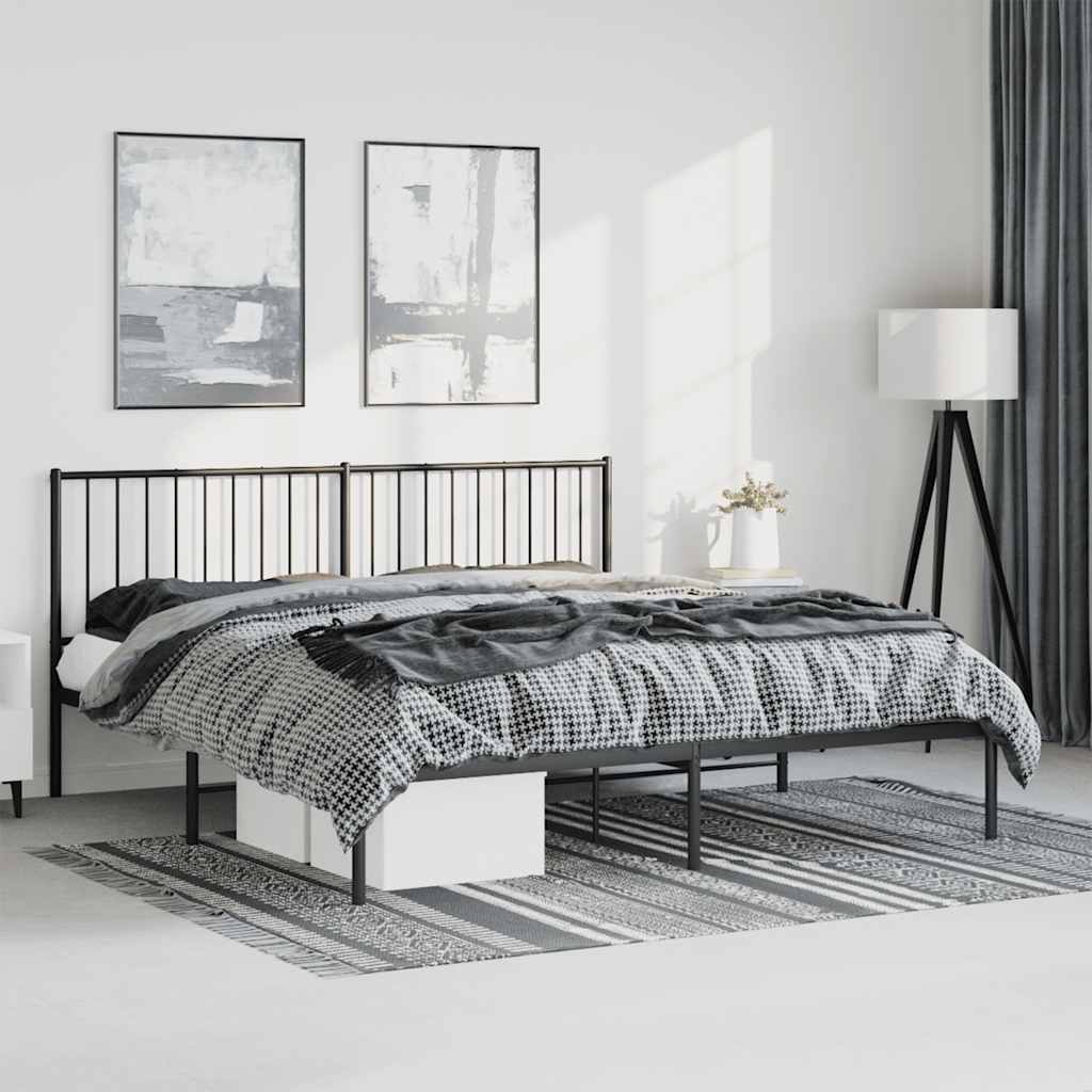 Bedframe met hoofdbord metaal zwart 183x213 cm is nu te koop bij PeponiXL, paradijselijk wonen!