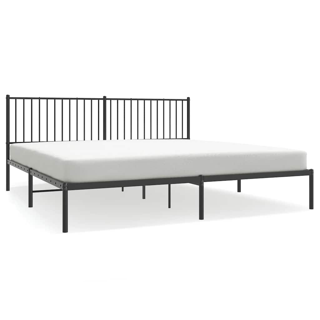 Bedframe met hoofdbord metaal zwart 193x203 cm is nu te koop bij PeponiXL, paradijselijk wonen!