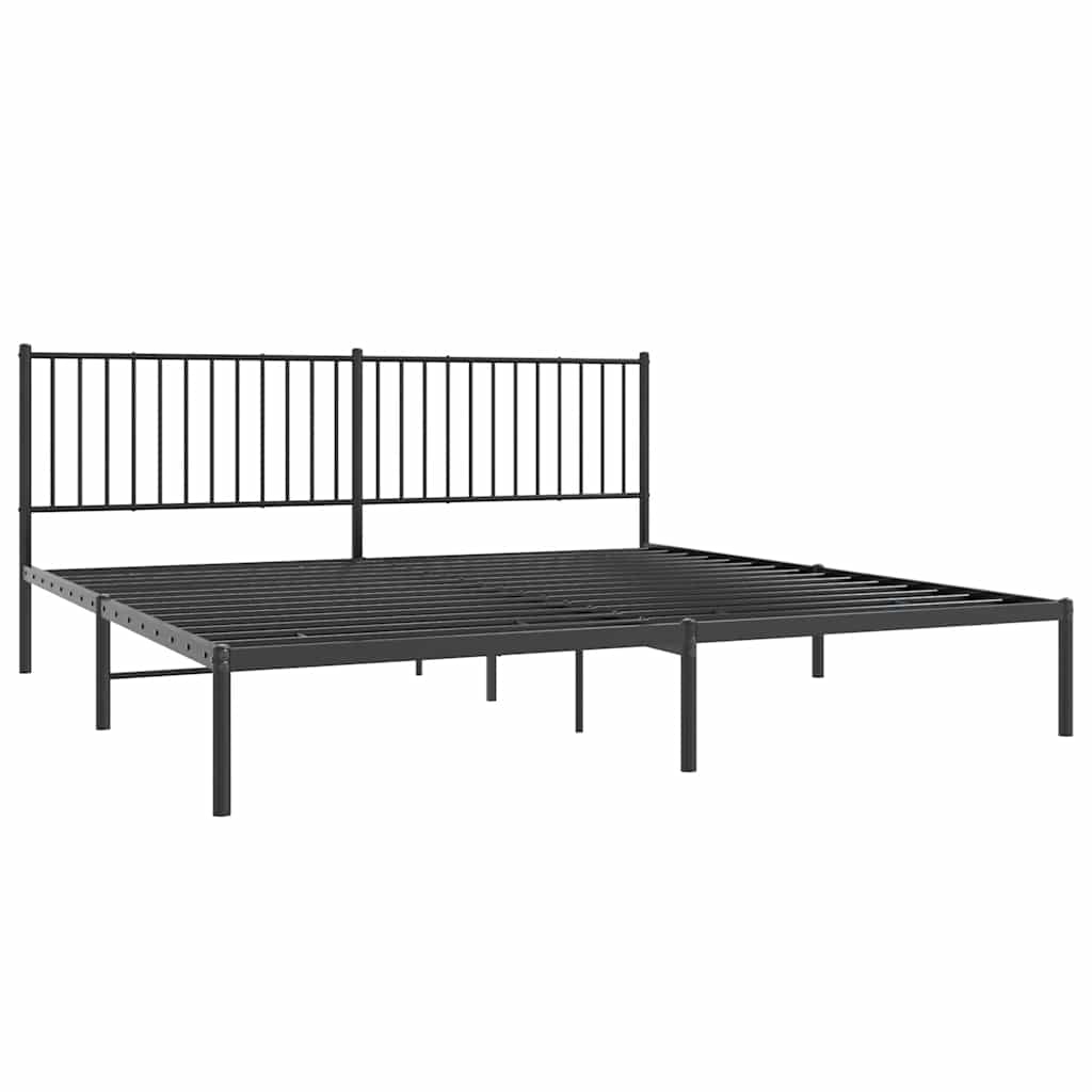 Bedframe met hoofdbord metaal zwart 193x203 cm is nu te koop bij PeponiXL, paradijselijk wonen!