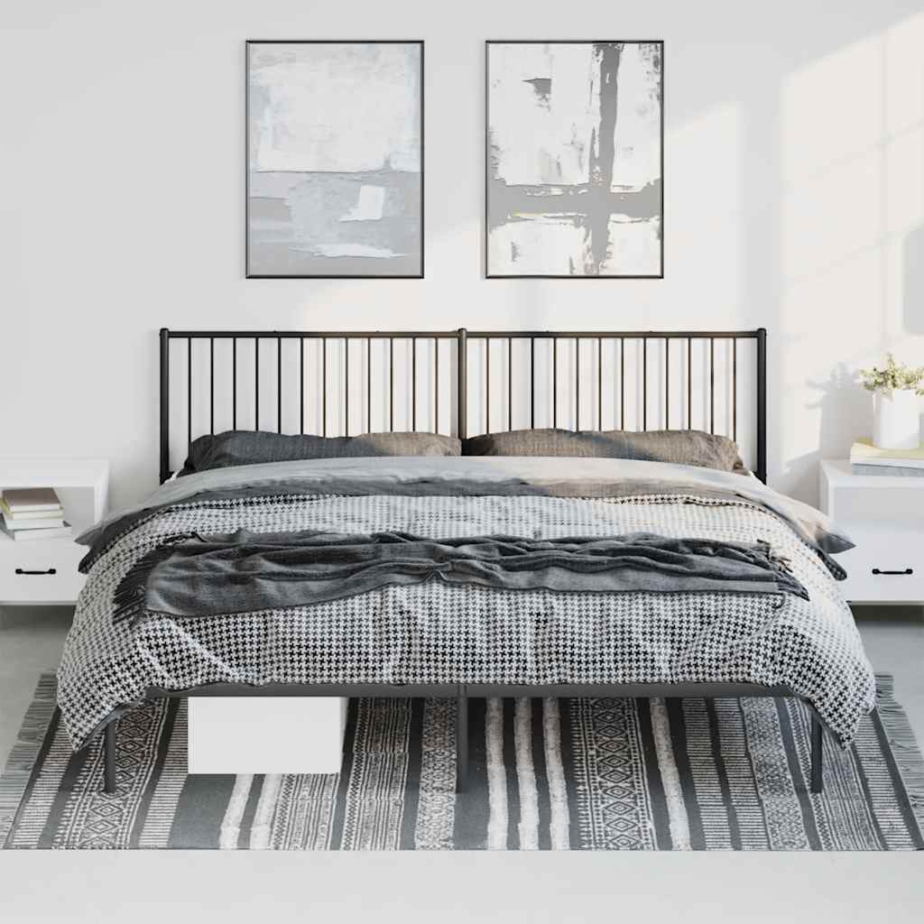 Bedframe met hoofdbord metaal zwart 193x203 cm is nu te koop bij PeponiXL, paradijselijk wonen!