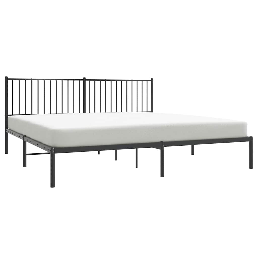 Bedframe met hoofdbord metaal zwart 193x203 cm is nu te koop bij PeponiXL, paradijselijk wonen!