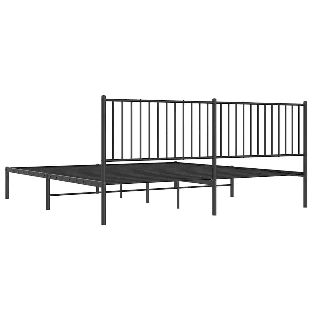 Bedframe met hoofdbord metaal zwart 193x203 cm is nu te koop bij PeponiXL, paradijselijk wonen!