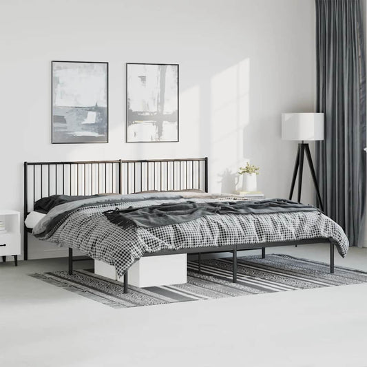 Bedframe met hoofdbord metaal zwart 193x203 cm is nu te koop bij PeponiXL, paradijselijk wonen!