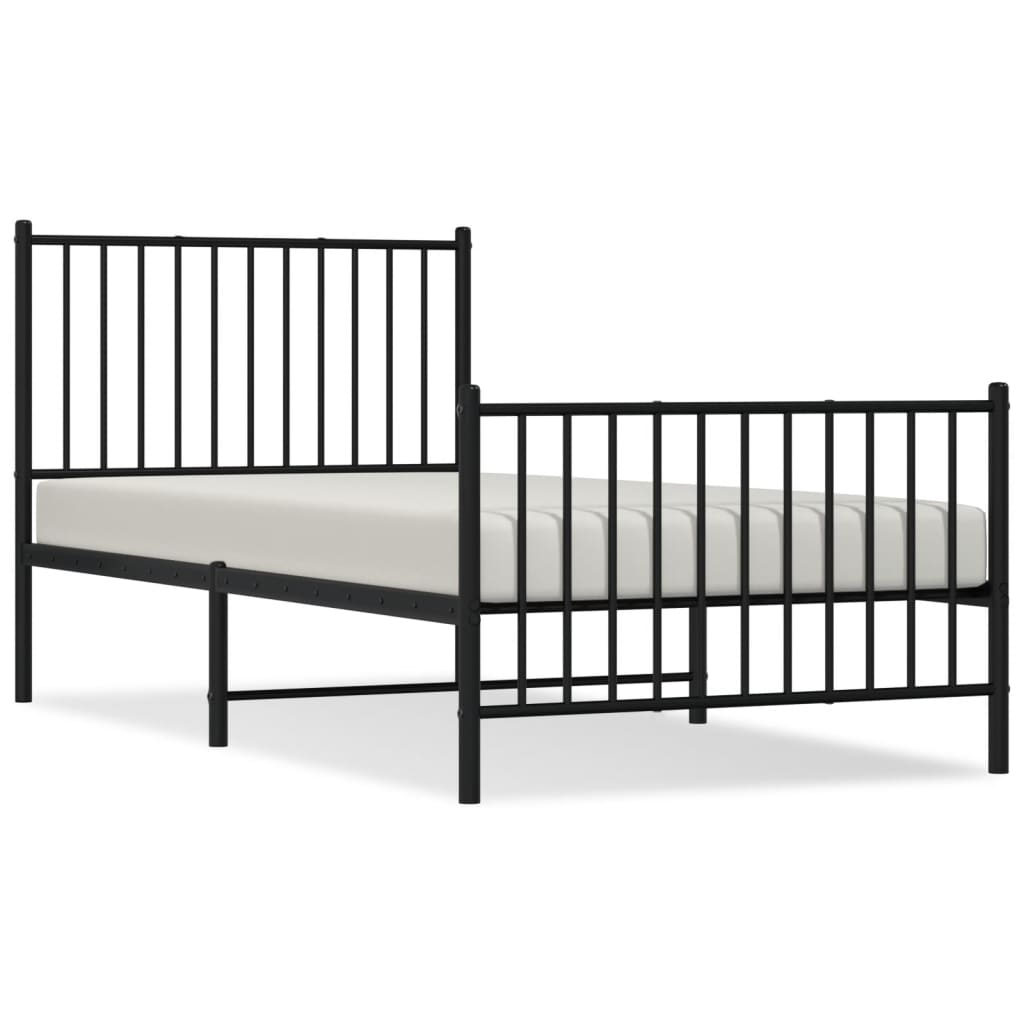 Bedframe met hoofd- en voeteneinde metaal zwart 90x190 cm is nu te koop bij PeponiXL, paradijselijk wonen!