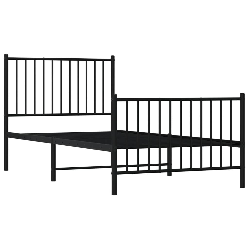Bedframe met hoofd- en voeteneinde metaal zwart 90x190 cm is nu te koop bij PeponiXL, paradijselijk wonen!