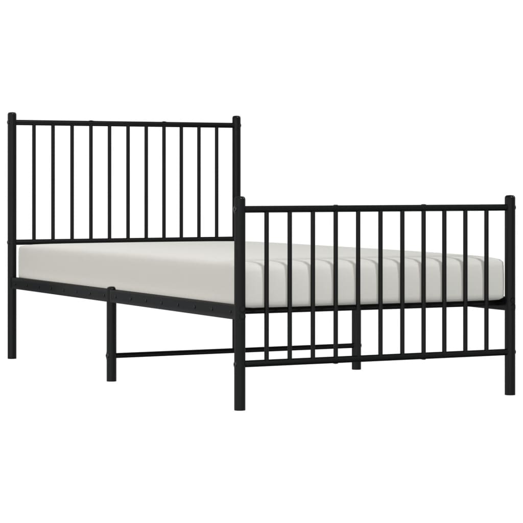 Bedframe met hoofd- en voeteneinde metaal zwart 90x190 cm is nu te koop bij PeponiXL, paradijselijk wonen!