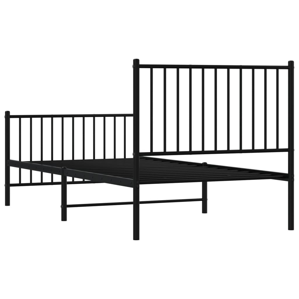 Bedframe met hoofd- en voeteneinde metaal zwart 90x190 cm is nu te koop bij PeponiXL, paradijselijk wonen!