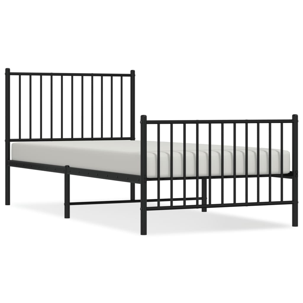 Bedframe met hoofd- en voeteneinde metaal zwart 90x200 cm is nu te koop bij PeponiXL, paradijselijk wonen!