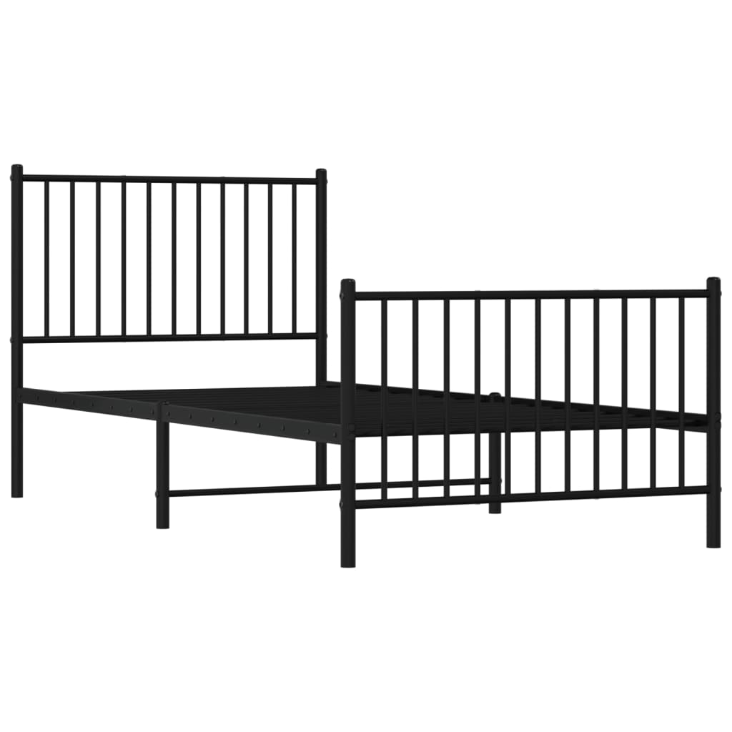 Bedframe met hoofd- en voeteneinde metaal zwart 90x200 cm is nu te koop bij PeponiXL, paradijselijk wonen!