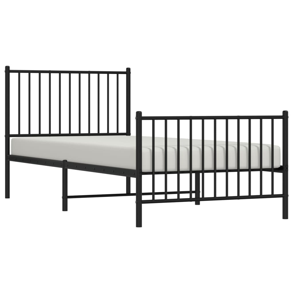 Bedframe met hoofd- en voeteneinde metaal zwart 90x200 cm is nu te koop bij PeponiXL, paradijselijk wonen!