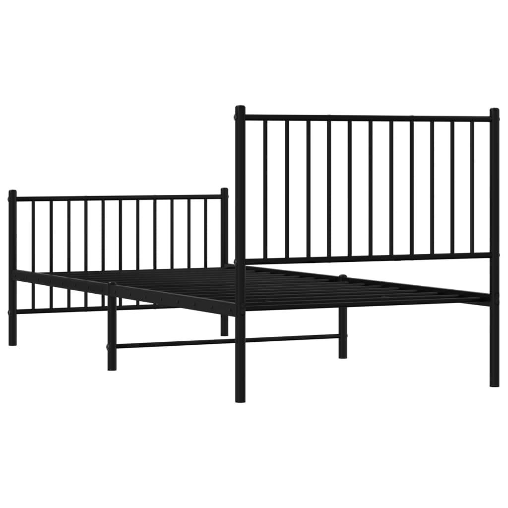 Bedframe met hoofd- en voeteneinde metaal zwart 90x200 cm is nu te koop bij PeponiXL, paradijselijk wonen!