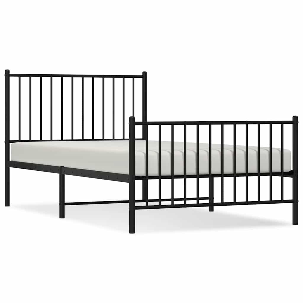 Bedframe met hoofd- en voeteneinde metaal zwart 100x190 cm is nu te koop bij PeponiXL, paradijselijk wonen!
