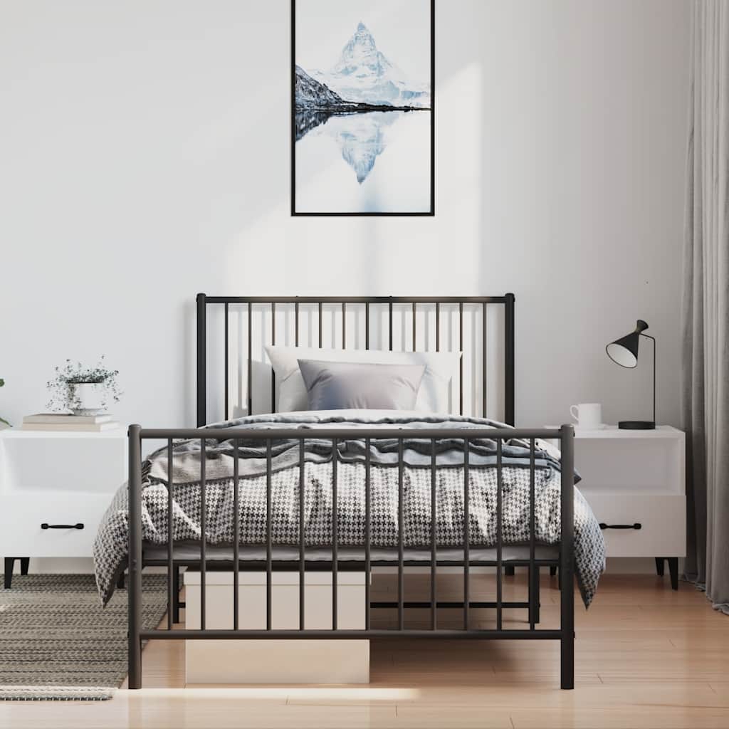 Bedframe met hoofd- en voeteneinde metaal zwart 100x190 cm is nu te koop bij PeponiXL, paradijselijk wonen!