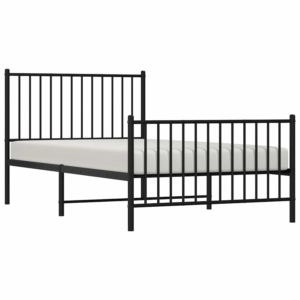 Bedframe met hoofd- en voeteneinde metaal zwart 100x190 cm is nu te koop bij PeponiXL, paradijselijk wonen!