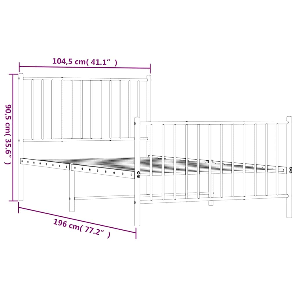 Bedframe met hoofd- en voeteneinde metaal zwart 100x190 cm is nu te koop bij PeponiXL, paradijselijk wonen!