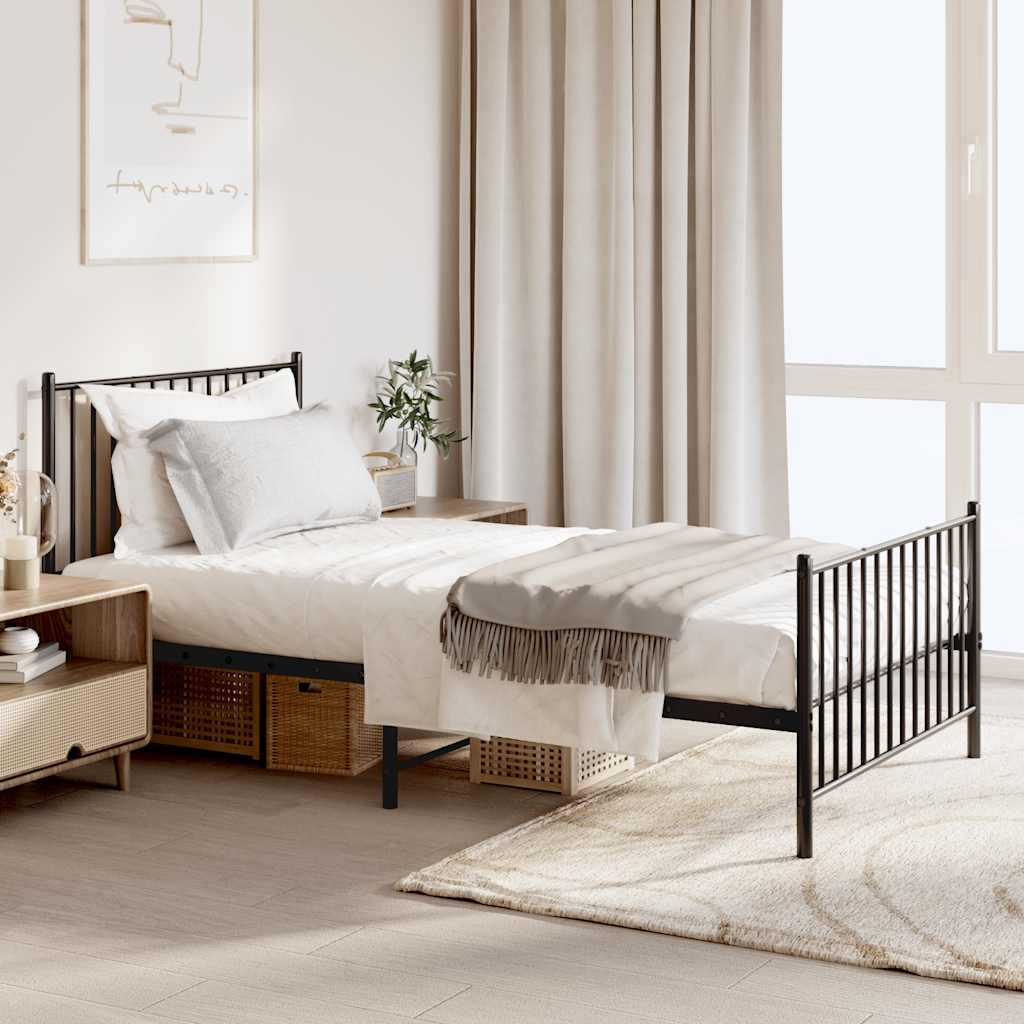 Bedframe met hoofd- en voeteneinde metaal zwart 100x190 cm is nu te koop bij PeponiXL, paradijselijk wonen!