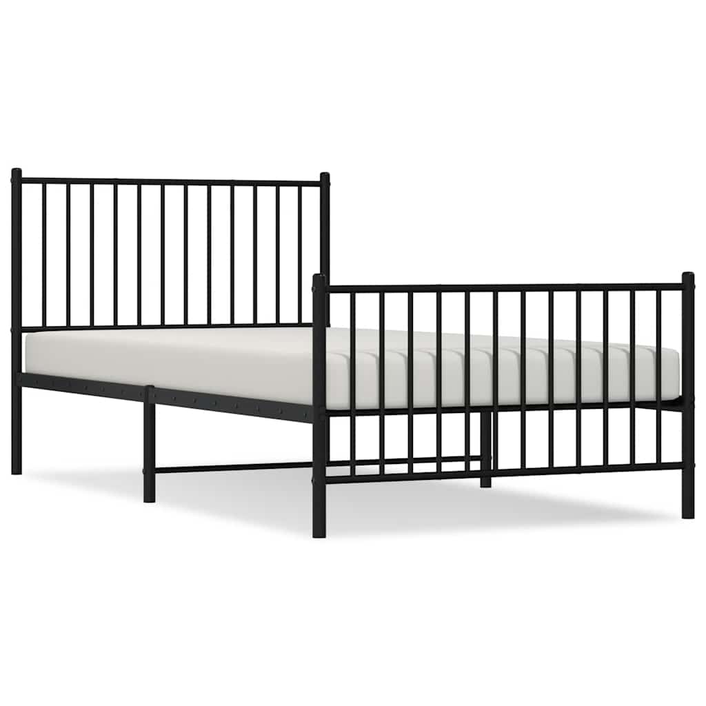 Bedframe met hoofd- en voeteneinde metaal zwart 100x200 cm is nu te koop bij PeponiXL, paradijselijk wonen!