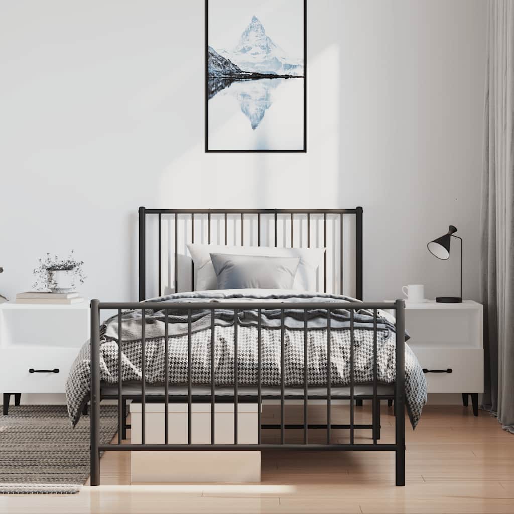 Bedframe met hoofd- en voeteneinde metaal zwart 100x200 cm is nu te koop bij PeponiXL, paradijselijk wonen!